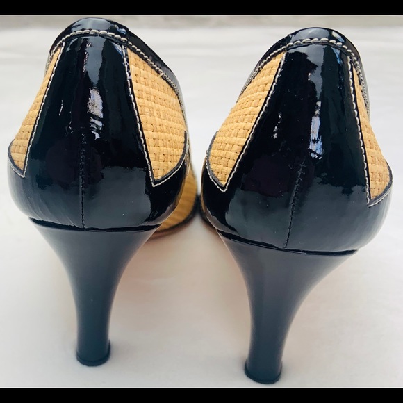 PRADA Straw black p leather high heel Sz 8 / 38.5 - Picture 4 of 16